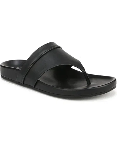 Franco Sarto Women's Brooks Open Round Toe Thong Sandals In Black Faux Leather