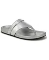 Franco Sarto Women's Brooks Open Round Toe Thong Sandals In Silver Faux Leather