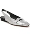 Franco Sarto Carana Slingback Flat In Silver Snake Print Faux Leather