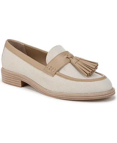 Franco Sarto Women's Carolyn Low Profile Tassel Loafers In Beige Canvas,faux Leather