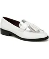 Franco Sarto Carolyn Tassel Loafer In White,silver Faux Leather