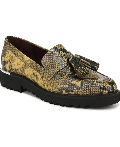 Franco Sarto Women's Carolynn Lug Sole Loafers In Yellow Snake Print Faux Leather