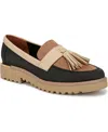 Franco Sarto Carolynn Tassel Loafer In Multi Black Twill Fabric