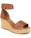Franco Sarto Clemens Raffia Womens Brown Leather Espadrille Sandals Gal1323 In Cognac Brown Leather