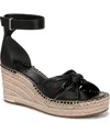 Franco Sarto Women's Clementine Open Toe Espadrille Wedge Sandals In Black Leather