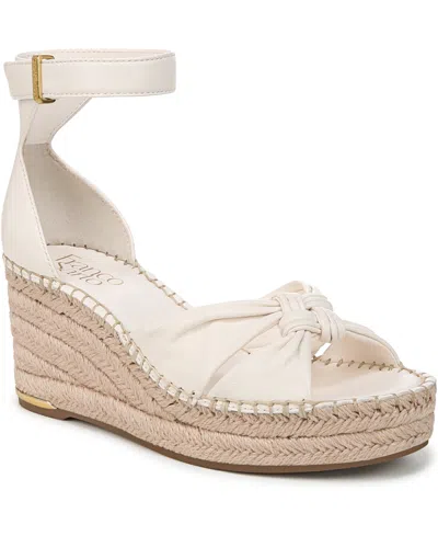 Franco Sarto Women's Clementine Open Toe Espadrille Wedge Sandals In Cream White Leather