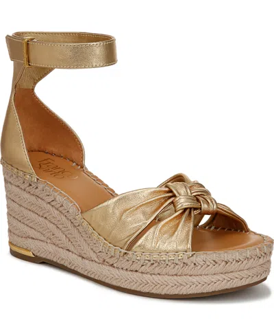 Franco Sarto Women's Clementine Open Toe Espadrille Wedge Sandals In Gold Leather