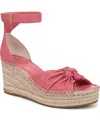 Franco Sarto Clementine Ankle Strap Platform Wedge Sandal In Strawberry Pink Leather