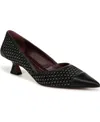 Franco Sarto Women's Darcy Pointed Toe Kitten Heel Pumps In Black Multi Fabric,faux Leather