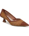 Franco Sarto Darcy Pointed Toe Kitten Heel Pump In Wicker Brown Weave Fabric