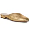 Franco Sarto Women's Dayla Square Toe Block Heel Mules In Gold Faux Leather