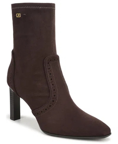 Franco Sarto Women's Delani Square Toe Zip Short Boots In Brown