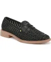 Franco Sarto Women's Edith Almond Toe Penny Loafers In Black Weave Fabric