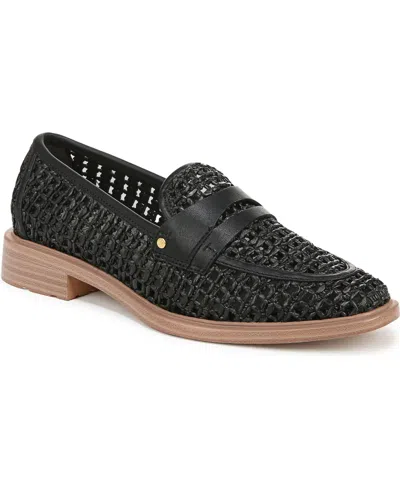 Franco Sarto Women's Edith Almond Toe Penny Loafers In Black Weave Fabric
