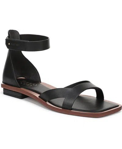 Franco Sarto Women's Elisa Open Square Toe Ankle Strap Flat Sandals In Black