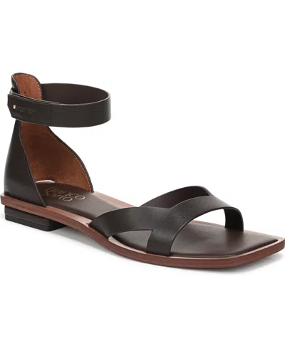 Franco Sarto Women's Elisa Open Square Toe Ankle Strap Flat Sandals In Brown