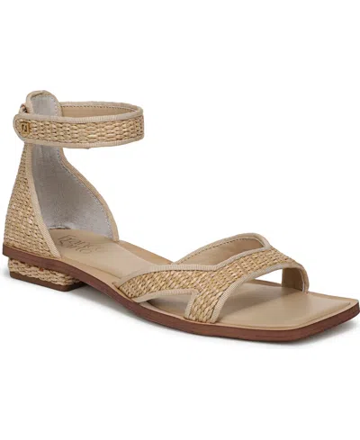 Franco Sarto Women's Elisa Open Square Toe Ankle Strap Flat Sandals In Brown