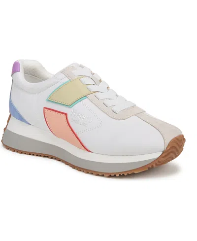 Franco Sarto Women's Erica Lace Up Platform Sneakers In Multi White Leather,faux Leaher,fabric