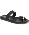 Franco Sarto Women's Estella Open Square Toe Slide Flat Sandals In Black Faux Leather