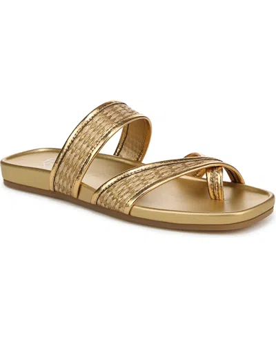 FRANCO SARTO WOMEN'S ESTELLA OPEN SQUARE TOE SLIDE FLAT SANDALS