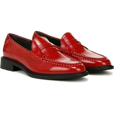 Franco Sarto Women's  Eden Penny Loafers Red Patent Studded Slip On Zap1519