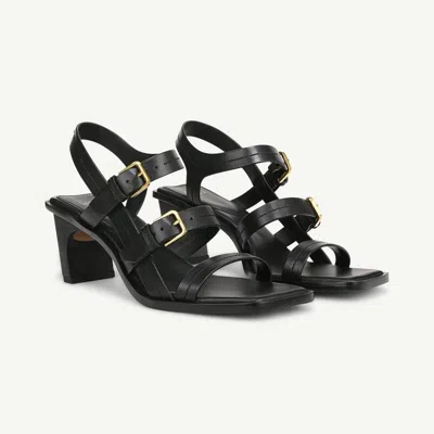 Franco Sarto Women's  Sarto Frances Sandals Black Leather Square Toe Hawk2372