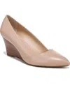 Franco Sarto Frankie Womens Padded Insole Leather Wedge Heels In Beige Leather