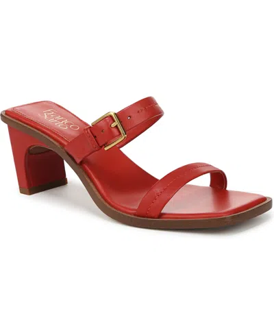Franco Sarto Women's Frenza Open Square Toe Slide Dress Sandals In Vintage Red Leather