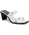 Franco Sarto Women's Frenza Open Square Toe Slide Dress Sandals In White,silver Leather,faux Leather