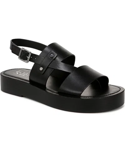 Franco Sarto Women's Genova Round Toe Platform Sandals In Black Leather