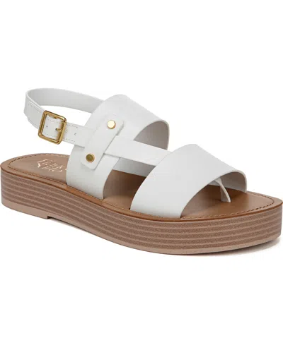 Franco Sarto Women's Genova Round Toe Platform Sandals In Bright White Leather