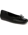 Franco Sarto Imara Square Toe Ballet Flat In Black Leather