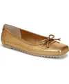 Franco Sarto Imara Square Toe Ballet Flat In Gold Faux Leather