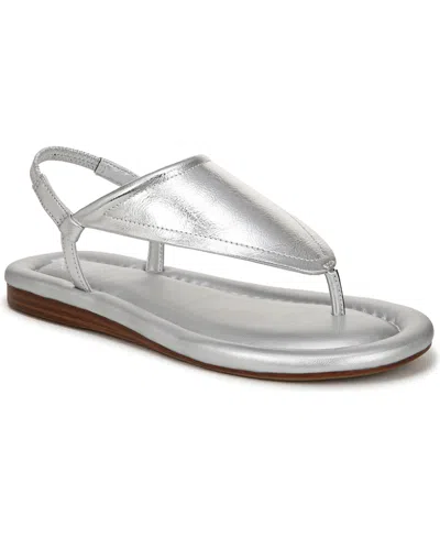 Franco Sarto Women's Jocelyn Open Toe Thong Slingback Sandals In Silver Faux Leather