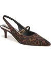 Franco Sarto Women's Khloe Pointed Toe Slingback Pumps In Multi Tan Leopard Print Fabric