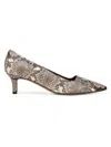 Franco Sarto Kim Snakeskin Embossed Kitten Heel Pump In Grey