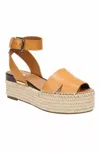 Franco Sarto Women's Lexie Leather Ankle Strap Espadrille Sandals In Camel Leather In Multi