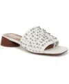 Franco Sarto Women's Loran 3 Stacked Heel Slide Dress Sandals In White Raffia