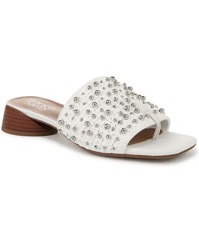 Franco Sarto Women's Loran 3 Stacked Heel Slide Dress Sandals In White Raffia