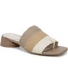 Franco Sarto Women's Loran Stacked Heel Slide Dress Sandals In Multi Beige Raffia