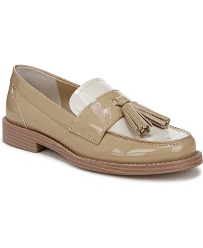 Franco Sarto Women's Lucia Round Toe Low Profile Tassel Loafers In Modern Taupe Patent Faux Leather