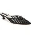 Franco Sarto Women's Marlina Fisherman Pointed Toe Kitten Heel Mules In Black Faux Leather