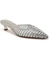 Franco Sarto Women's Marlina Fisherman Pointed Toe Kitten Heel Mules In Silver Faux Leather