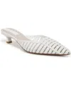 Franco Sarto Women's Marlina Fisherman Pointed Toe Kitten Heel Mules In White Faux Leather