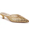 Franco Sarto Women's Marlina Fisherman Pointed Toe Kitten Heel Mules In Gold Faux Leather