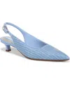 Franco Sarto Women's Marlow 3 Pointed Toe Slingback Kitten Heel Pumps In Denim Blue Raffia