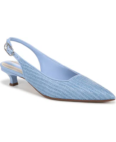 Franco Sarto Women's Marlow 3 Pointed Toe Slingback Kitten Heel Pumps In Denim Blue Raffia
