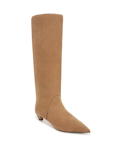 Franco Sarto Women's Martin Kitten Heel Pointed Toe Knee High Dress Boots In Tuscan Taupe Suede