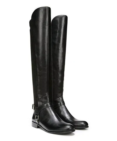 Franco Sarto Women's Mast Leather Tall Motorcycle Stretch Back Boots In Black