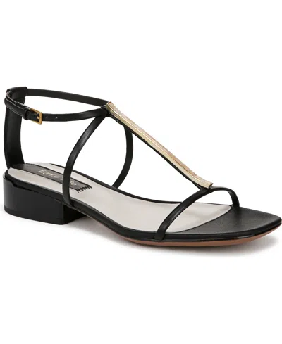 Franco Sarto Women's Misty Open Square Toe Strappy Sandals In Black Leather